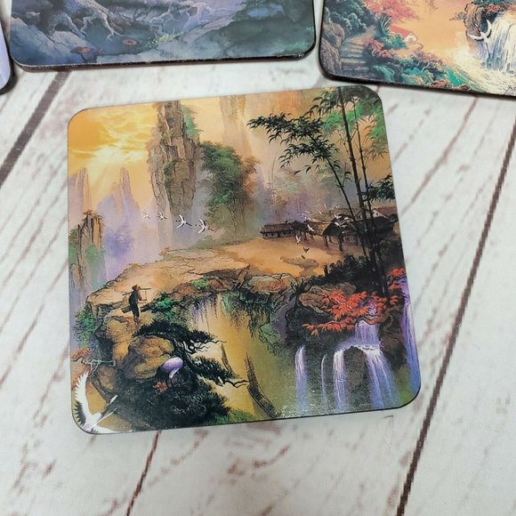 Enhance Your Home Décor with a Set of 6 Decorative Coasters Featuring Beautiful - Picture 11 of 12